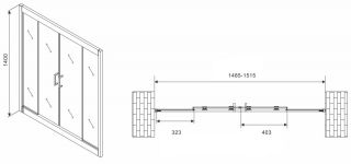 Шторка на ванну ABBER Schwarzer Diamant AG57150 150см хром